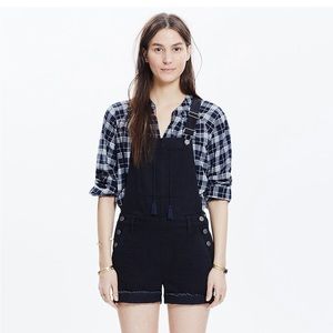 Madewell Adirondack Short Overalls in Washed Black